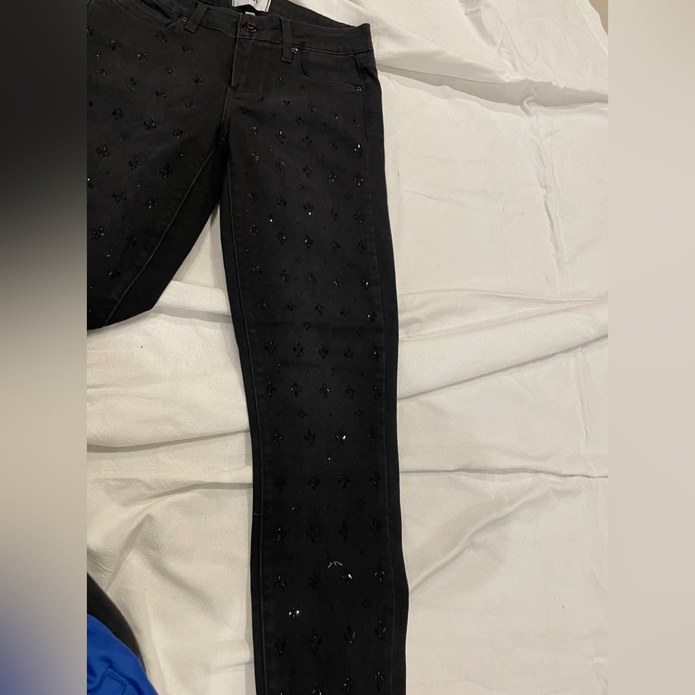 Black Embellished Pants sequins all over the pants. chic Black size 30
